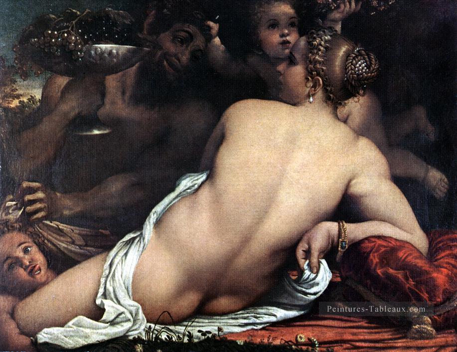 Vénus avec un satyre et Cupids Annibale Carracci Nu Peintures à l'huile